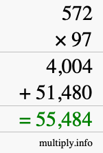 How to calculate 572 times 97 using long multiplication How to calculate 572 times 97 using long multiplication