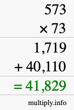 How to calculate 573 times 73 using long multiplication