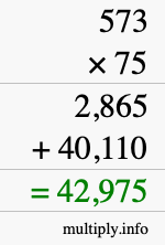 How to calculate 573 times 75 using long multiplication