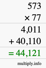 How to calculate 573 times 77 using long multiplication