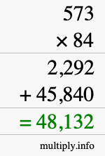 How to calculate 573 times 84 using long multiplication