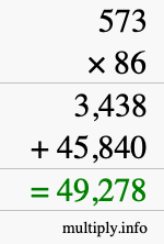 How to calculate 573 times 86 using long multiplication