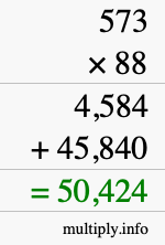 How to calculate 573 times 88 using long multiplication