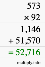 How to calculate 573 times 92 using long multiplication How to calculate 573 times 92 using long multiplication