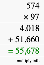 How to calculate 574 times 97 using long multiplication How to calculate 574 times 97 using long multiplication