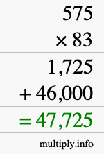 How to calculate 575 times 83 using long multiplication