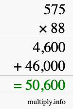 How to calculate 575 times 88 using long multiplication