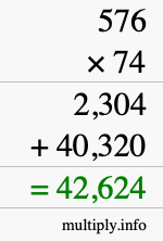 How to calculate 576 times 74 using long multiplication How to calculate 576 times 74 using long multiplication