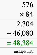 How to calculate 576 times 84 using long multiplication