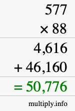 How to calculate 577 times 88 using long multiplication