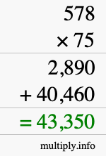 How to calculate 578 times 75 using long multiplication