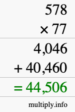How to calculate 578 times 77 using long multiplication