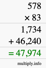 How to calculate 578 times 83 using long multiplication