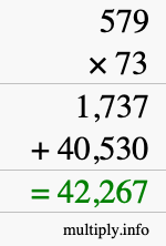 How to calculate 579 times 73 using long multiplication