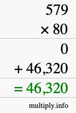 How to calculate 579 times 80 using long multiplication