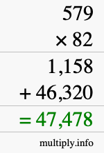 How to calculate 579 times 82 using long multiplication