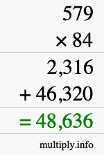 How to calculate 579 times 84 using long multiplication