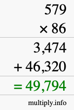 How to calculate 579 times 86 using long multiplication