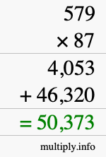 How to calculate 579 times 87 using long multiplication