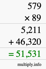 How to calculate 579 times 89 using long multiplication