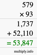 How to calculate 579 times 93 using long multiplication