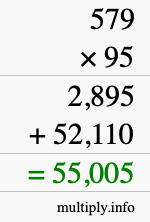 How to calculate 579 times 95 using long multiplication