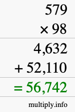 How to calculate 579 times 98 using long multiplication