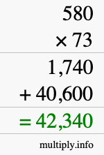 How to calculate 580 times 73 using long multiplication How to calculate 580 times 73 using long multiplication