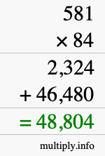 How to calculate 581 times 84 using long multiplication