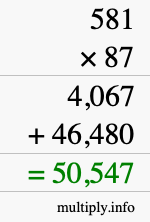 How to calculate 581 times 87 using long multiplication