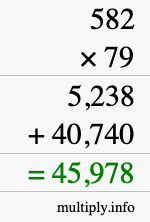 How to calculate 582 times 79 using long multiplication