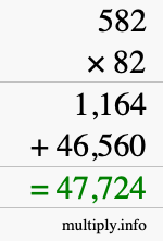 How to calculate 582 times 82 using long multiplication