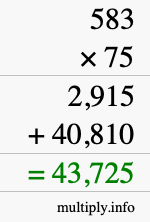 How to calculate 583 times 75 using long multiplication