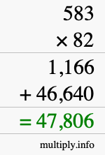 How to calculate 583 times 82 using long multiplication