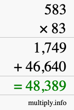 How to calculate 583 times 83 using long multiplication