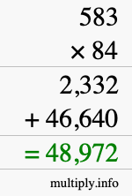 How to calculate 583 times 84 using long multiplication