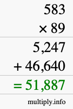 How to calculate 583 times 89 using long multiplication