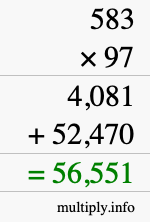 How to calculate 583 times 97 using long multiplication How to calculate 583 times 97 using long multiplication