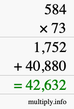 How to calculate 584 times 73 using long multiplication
