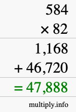 How to calculate 584 times 82 using long multiplication