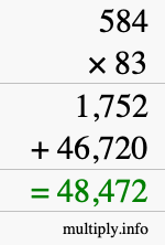 How to calculate 584 times 83 using long multiplication