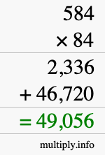 How to calculate 584 times 84 using long multiplication