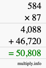 How to calculate 584 times 87 using long multiplication
