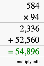 How to calculate 584 times 94 using long multiplication