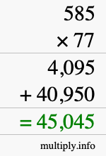 How to calculate 585 times 77 using long multiplication