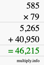 How to calculate 585 times 79 using long multiplication