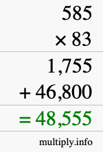 How to calculate 585 times 83 using long multiplication