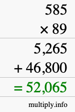 How to calculate 585 times 89 using long multiplication