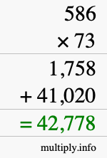 How to calculate 586 times 73 using long multiplication