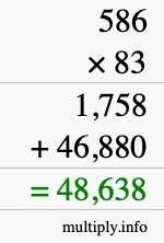 How to calculate 586 times 83 using long multiplication